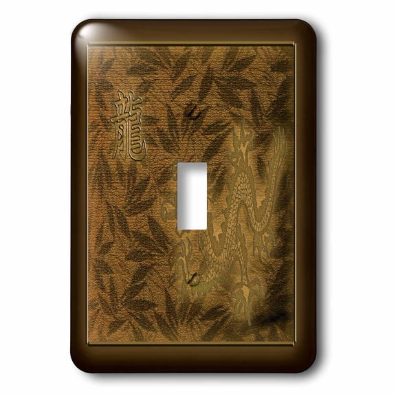 3dRose, Gold Dragon on Leaves in Chinese, single toggle switch
