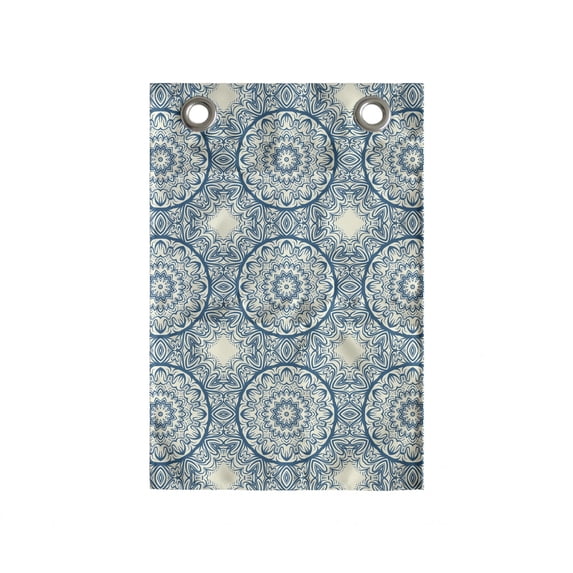 Blue Mandala Hanging Pocket Organizer, Repetitive Abstract Oriental Floral Inspired Intricate Motifs Pattern, Printed Polyester Storage Bag with Pockets, 14" x 20", Ivory and Sea Blue