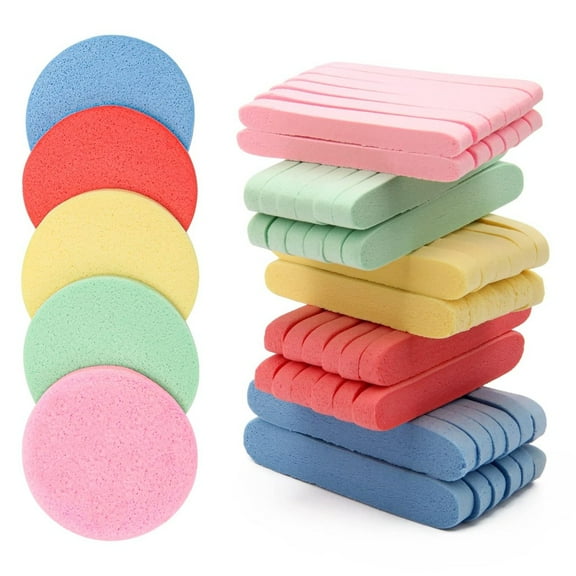 120 Pcs Compressed Facial Sponges, 5-Color Rapid Expansion Face Sponges for Gentle Cleansing & Exfoliating, Premium Round Makeup Sponges for Daily Skincare & Travel