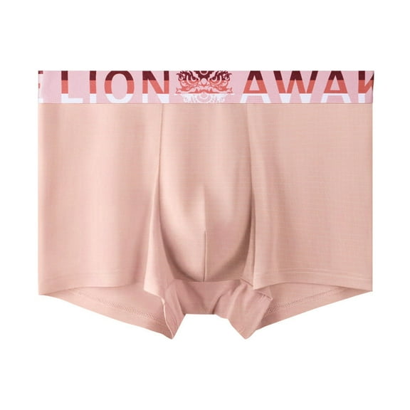successthop Plus Size Underwear for Men Support Pouch Comfortable Underpant Stretch Solid Boxer Brief Pink L