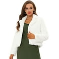 thumbnail image 1 of INSPIRE CHIC - Chaqueta corta para mujer con solapa de muesca y piel sintética esponjosa blanco L, 1 of 5