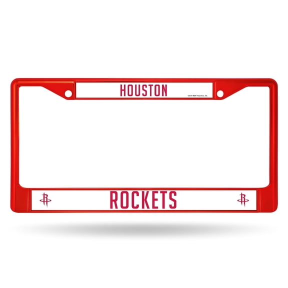 Houston Basketball Rockets Licensed Red Painted Chrome Metal License Plate Frame