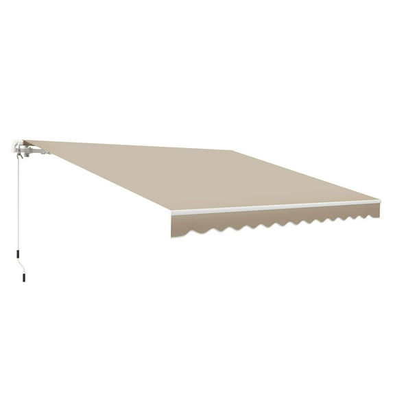 12'x10' Retractable Awning, Patio Sun Shade Shelter, Manual Outdoor Canopy