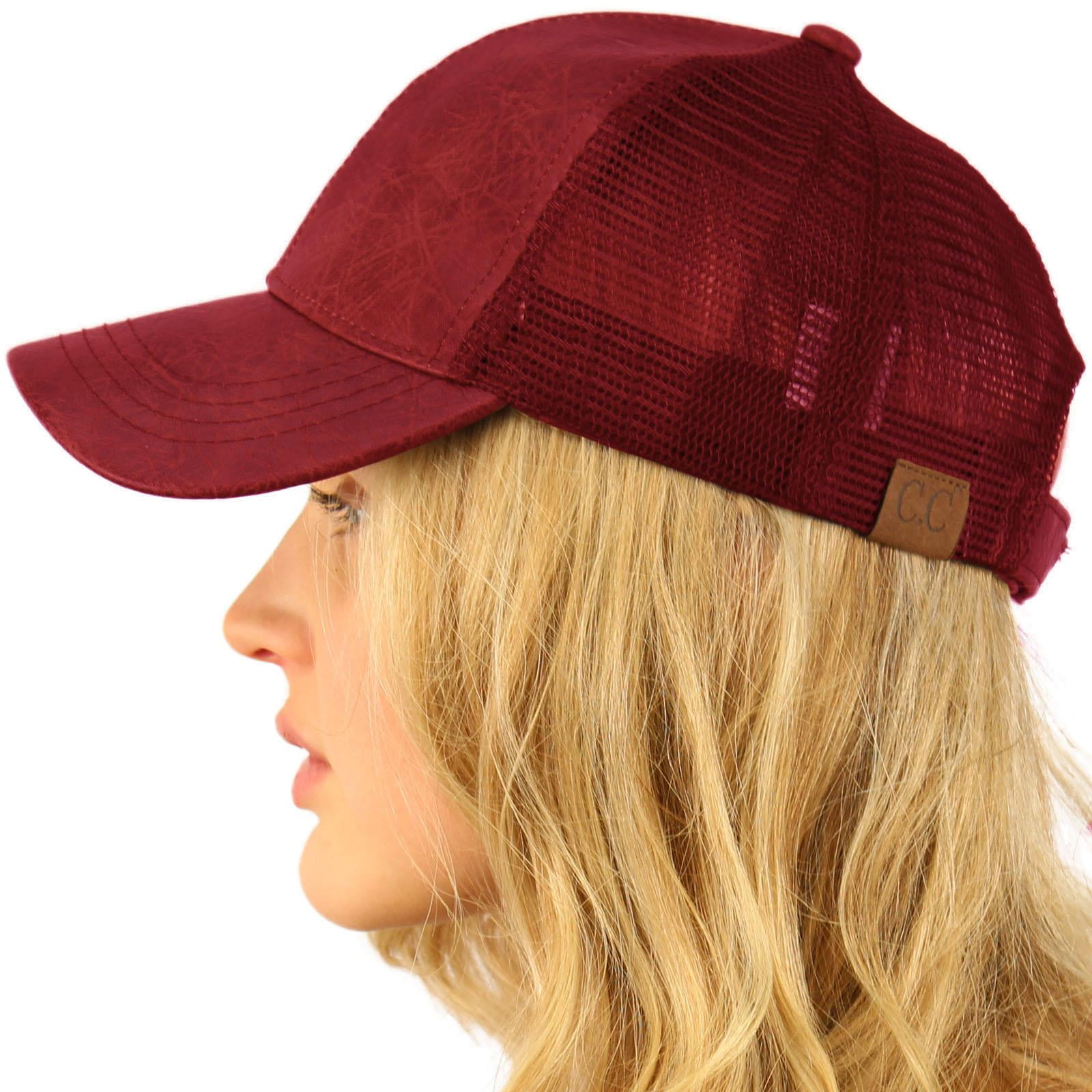 CC Everyday Mesh Trucker Faux Leather Plain Blank Baseball Cap Hat