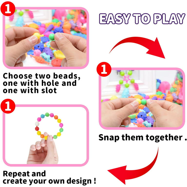 Arthopt Snap Pop Beads 700pcs DIY Jewelry Making Kit for Girls, Kids  Bracelets Necklace Snap Beads Toys, Arts and Crafts Toys for Kids 3 4 5 6 7  8