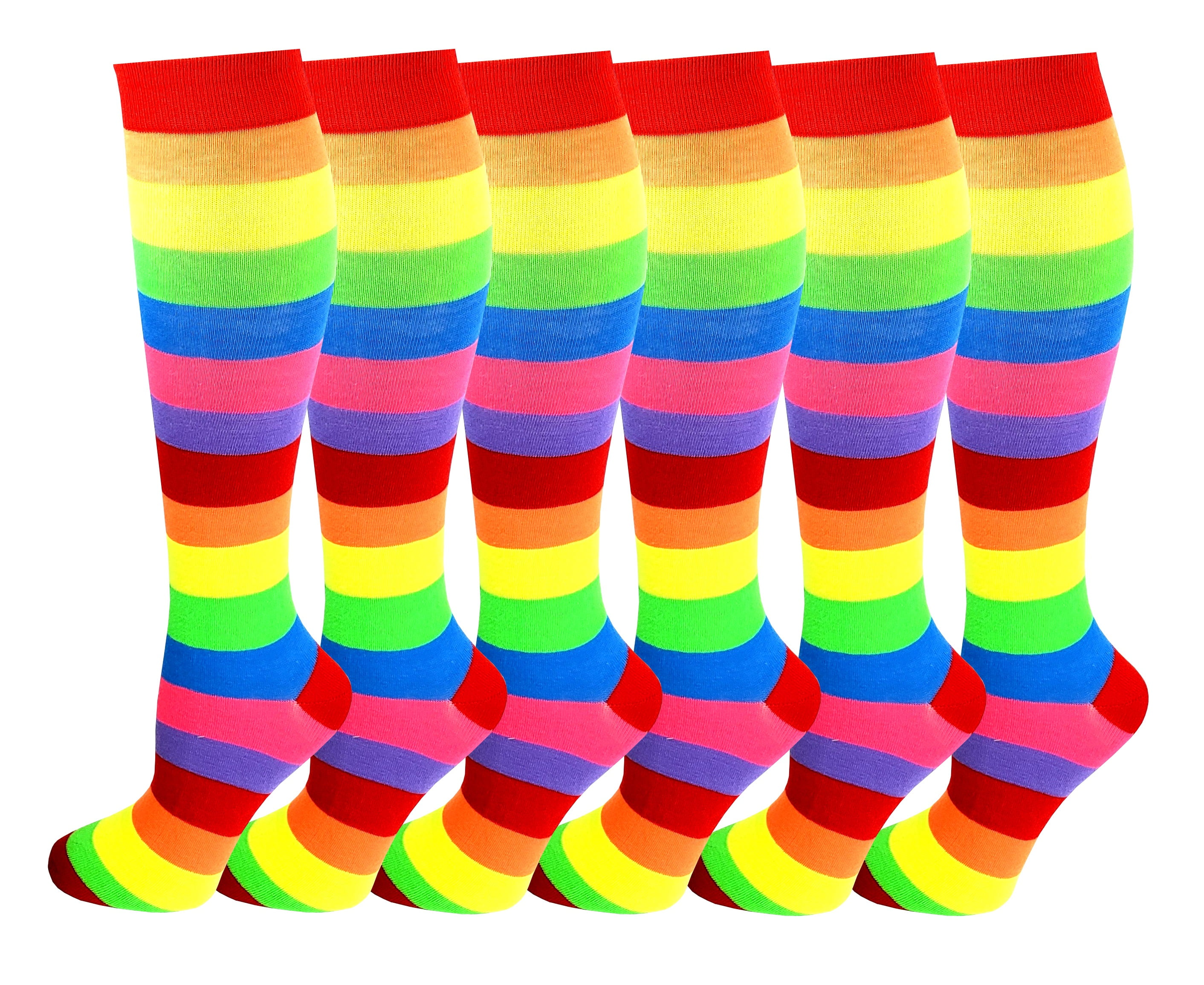 Ladies 6 Pairs Rainbow Stripe Cotton Socks Casual Ankle Socks UK Size 4-6
