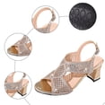 thumbnail image 4 of Women's Chunky Heels Strappy Trendy Dressy Party Shoes Square Toe Block Heel Sandals Ladies Tie Up Summer Heeled Shoes Gold 8, 4 of 6