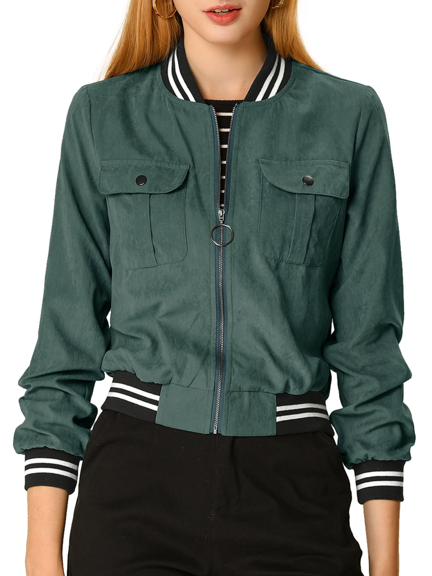 Allegra K Women's Zip Up Bomber Jacket with Stand Zambia Ubuy