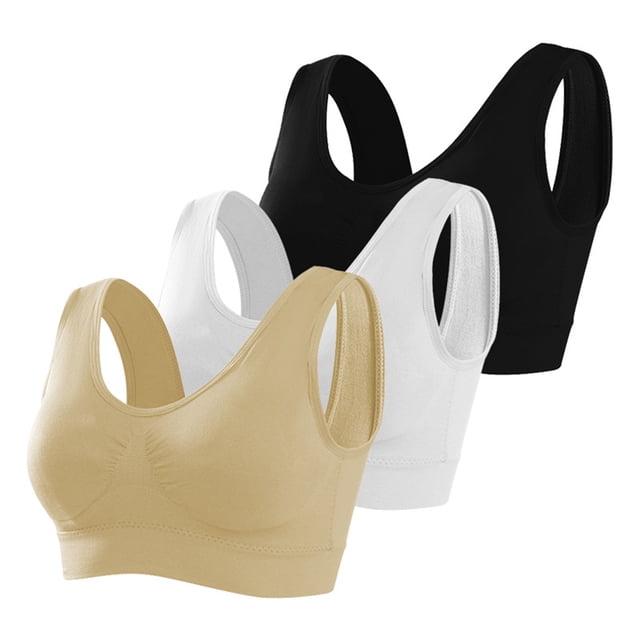 Sujetador deportivo de 3 piezas para mujer, sin cables, sin acolchado, con cuello redondo, suje MABOTO Sujetador deportivo