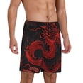 thumbnail image 2 of Fuzoiu Red Dragon On Black Print Pajama Shorts for Men, Men's Pajama Bottoms,Mens Lounge Sleepwear,Pajama Pants with Pocket-Medium, 2 of 6