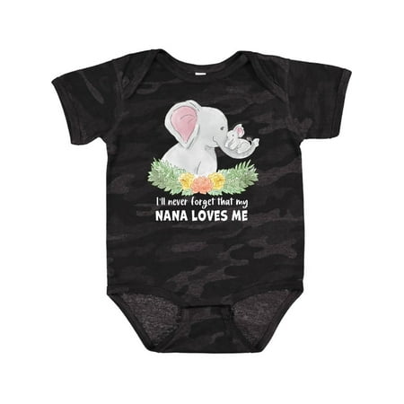 

Inktastic I ll Never Forget That My Nana Loves Me with Cute Elephants Boys or Girls Baby Bodysuit