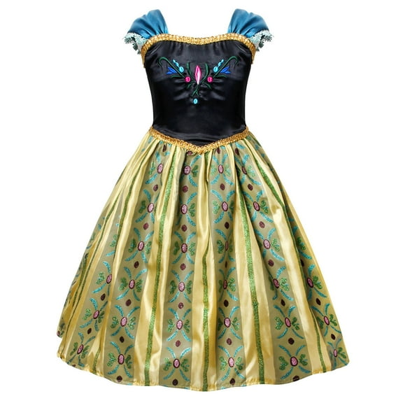 AoDai Pincess Costume Qween Dress Gown Deluxe Green Snow Party Dress up for Girls with Accessories