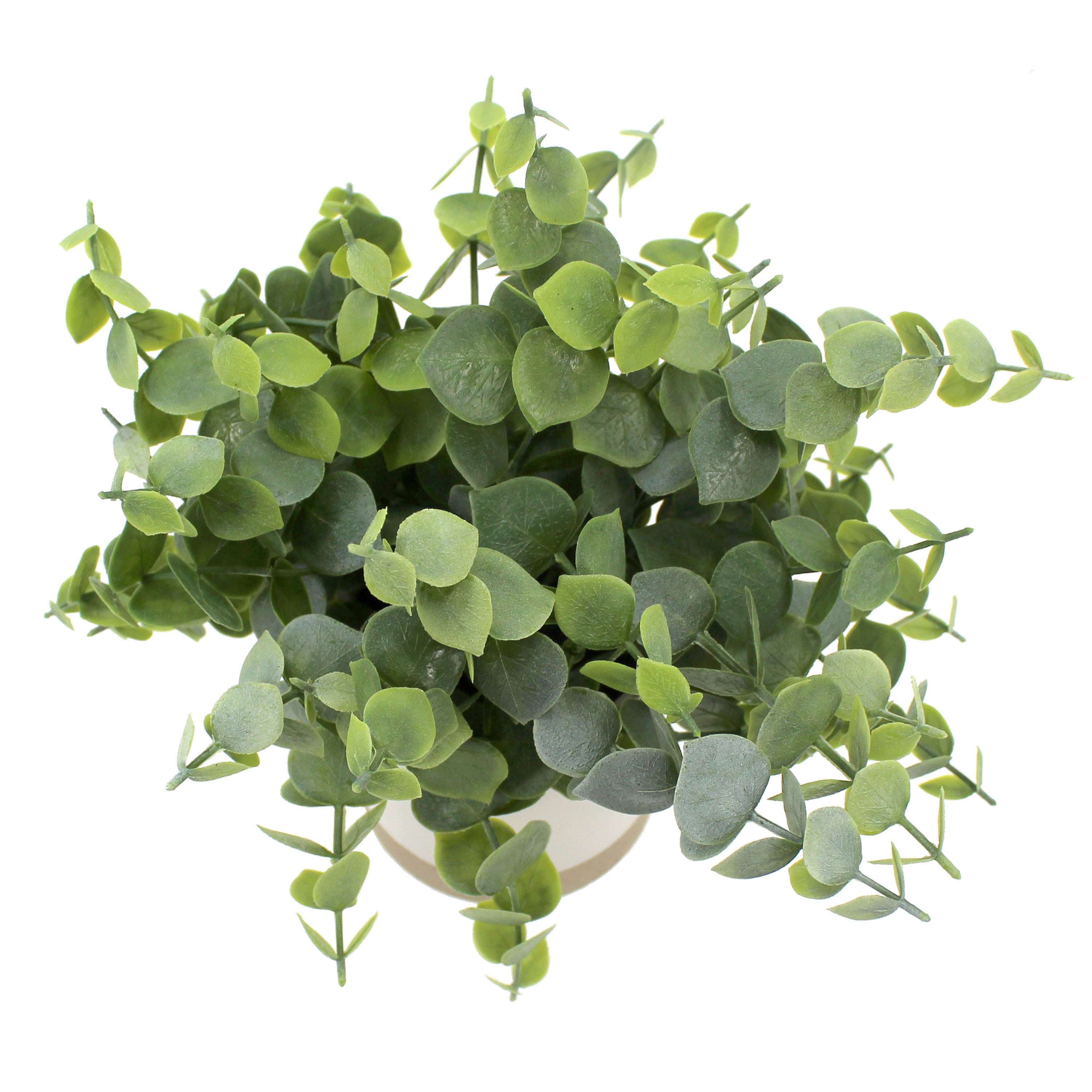(3 pack) Mainstays 8" Artificial Green Eucalyptus Plant in Two-Tone Glazed Ceramic Planter