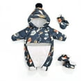 thumbnail image 1 of Infant Baby Winter Snowsuit Toddler Hoodied Double Zipper Romper Jumpsuit with Gloves Mittens& Foot Cover Down Coat Winter Clothes for Boys Girls（0-24 Months）,Navy Blue,18-24 Months, 1 of 6