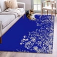 thumbnail image 3 of Flower Floral Plant Area&nbsp;Rug 4x6ft Blue Background Non-Slip&nbsp;Washable Square&nbsp;Rugs Soft Felt Indoor Floor Mat for Bedroom Kitchen Living Room Bathroom, 3 of 9