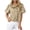#69-Khaki, variant on Craaazy Women's Ruffle Trim Striped Prints Puff Sleeve Top - Lightweight Polyester V-Neck Blouse for All Seasons Gifts