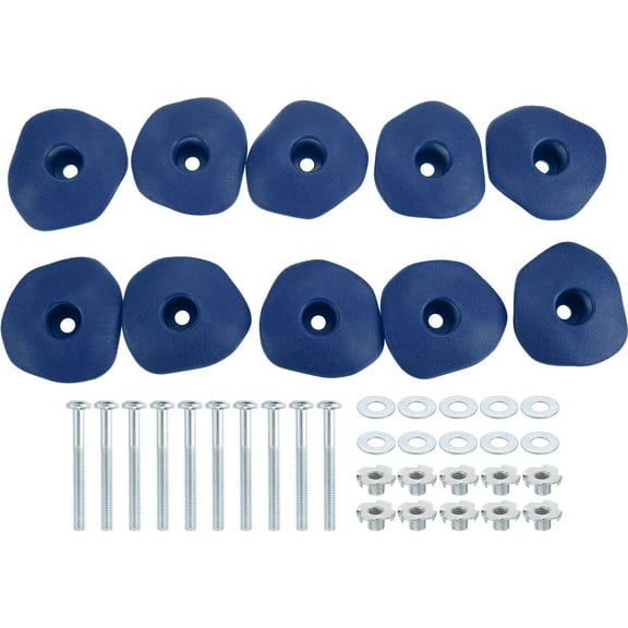 Rock Climbing Holds, 10 Pcs Climbing Rock Wall Grips with Single Holes for Playground Accessories, Blue-D
