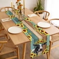 thumbnail image 3 of Sunflower Cow Table Runner - 108 Inch Long, Kitchen Dining Table Runner Dresser Scarves, Rustic Teal Brown Farmhouse Wood Grain Farmhouse Decor for Coffee Tables Wedding Party Banquet, 3 of 8
