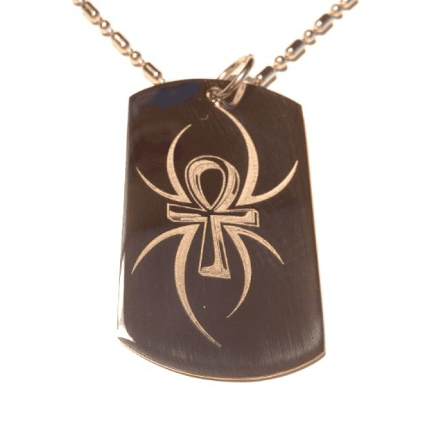 Spider Tattoo Ankh Egyptian Egypt Cross Logo Symbols Military Dog Tag Luggage Tag Metal Chain