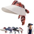 thumbnail image 2 of AirLoni Visor Hat For Women Wide Brim Sun Protection Open Top Ponytail Friendly Adjustable Foldable Lightweight Scarf Hat Travel Casual Sunshade Hat Beige,M, 2 of 5