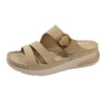 thumbnail image 5 of Rokment Orthopedic Platform Sandals for Women 2026 Comfortable Buckles Open Toe Memory Foam Wedge Walking Slides with Arch Support Beach Summer Khaki Size 6, 5 of 6