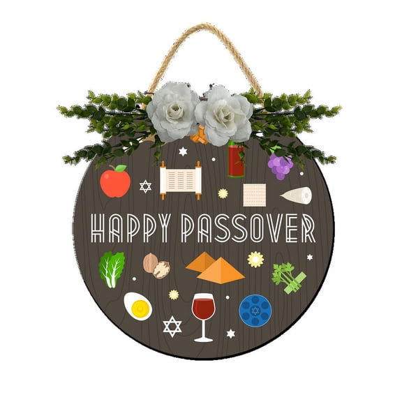 Eveokoki Happy Passover - Hanging Porch Pesach Jewish Holiday Party Outdoor Decorations - Front Door Decor - 11x11Inches