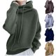 thumbnail image 1 of RKSTN Women's Cowl Neck Hooded Sweater Oversized Turtleneck Drawstring Pullover Sweater Tops Womens Casual Solid Puffy Collar Thickened Lazy Style Versatile Long Sleeve Knit Cotton Sweater Outwear, 1 of 9