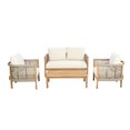thumbnail image 2 of Christopher Knight Home Boho 4 Pieces Patio Conversation Set, Outdoor Rattan Rope-Woven Sofa Set, Beige, 2 of 6