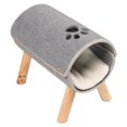 thumbnail image 3 of Cama túnel para gatos patas de madera elevadas túnel para gatos almohadilla de felpa de fieltro suave dentro de la cama túnel para mascotas para interior, 3 of 5