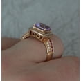 thumbnail image 3 of 2.82 Cts Cushion Cut Natural Amethyst and Diamond Cluster 14k Rose Gold Ring, 3 of 8