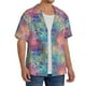 thumbnail image 2 of Balery blue pink colorful cracked texture Camisa Casual de Manga Corta con Botones para Hombre, Texturizada, Estilo Cubano, para Playa, Verano-X-Large, 2 of 5