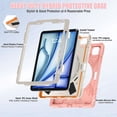 thumbnail image 6 of For iPad Air 11 inch M3 2025/M2 2024 Case, 360 Rotatable Handle Stand, Shoulder Strap, Drop-Proof Design, Cherry Pink, 6 of 7