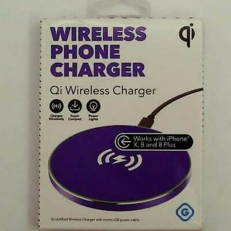 GEMS QI Wireless Phone Charger iPhone X 8 & 8 Plus ,Galaxy 8 S8 S7 ,LG G6 - Puprle
