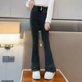 thumbnail image 2 of Dezsed Girls Flare Jeans Kids Girls Elastic Waist Bell Bottom Denim Pants Skinny Flare Jeans Distressed Ripped Trousers 11 Years Black, 2 of 5