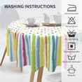 thumbnail image 2 of Rainbow Striped Polka Dot Round Tablecloth 60 Inch, Decorative Holiday Home Party Table Cloth for Kitchen Dining Picnic Table Cover, 2 of 6