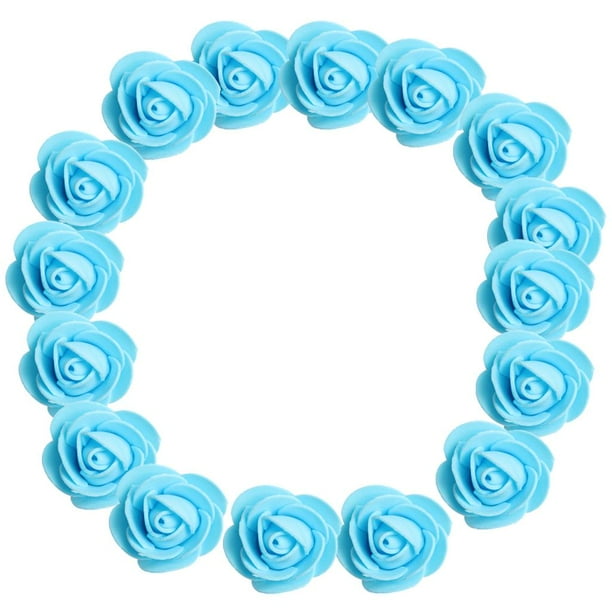 100pcs Cabeza de Flor de Rosa de Espuma Accesorios de cabello Decoración Casera Azul