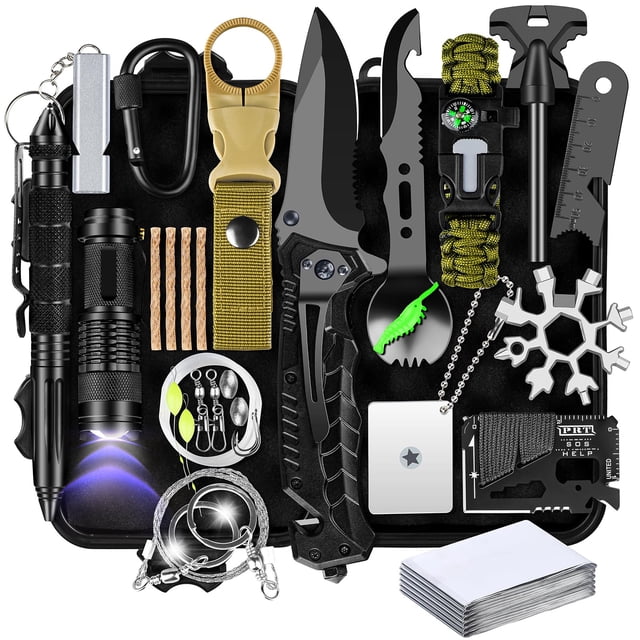 Kit de regalo de equipo de campamento NewFation 28 en 1 de Survival Kit