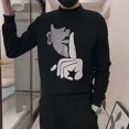 thumbnail image 3 of Sudadera con capucha negra sin gráficos de hip hop para hombre, ropa punk, jersey para hombre, ropa de calle de otoño, divertida, de una pieza, de algodón, estilo emo, 3 of 4