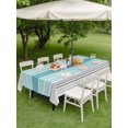 thumbnail image 5 of 54x80 Inch Outdoor Tablecloth with Umbrella Hole Zipper Rectangle Turquoise Aqua Stripes Rectangular Tablecloths Outside Waterproof Modern Gradient Minimalist Lines Patio Table Cover for Picnic Party, 5 of 8