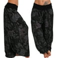 thumbnail image 2 of Telankuip Women's Floral Printed Wide Leg Pleated Harem Pants Casual High Waisted Loose Stretchy Yoga Pants Plus Size Fashion Hippie Tie Dye Baggy Soft Comfy Trousers Black XL, 2 of 4