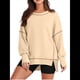 thumbnail image 1 of Sudadera Informal de Cuello Redondo para Mujer, de Larga, Holgada, , con Costuras en Contraste, para Otoño. Crema L, 1 of 8