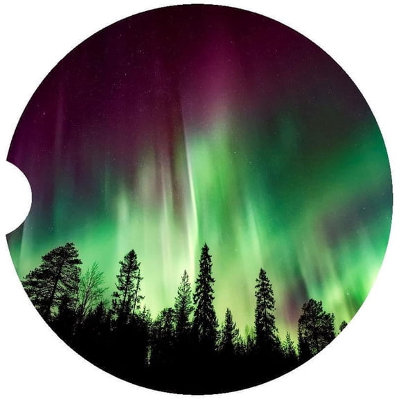 Northern Lights Car Coaster, Absorbent Stoneware Car Cup Holder Coaster, Set of 2