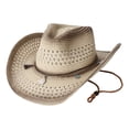 thumbnail image 4 of SGMVNU Straw Cowgirl Hat for Women Western Cowboy Sun Hats for Men Shapeable Wide Brim Beach Sun Hats Classic Cattleman Style, One Size, White 2, 4 of 6