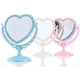 thumbnail image 2 of Espejo de maquillaje de 2 lados, soporte giratorio para tocador, tocador de mesa, espejos en forma de corazón de plástico, herramienta cosmética-azul, 2 of 5