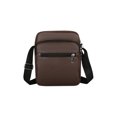 thumbnail image 2 of Bolso mensajero de cuero vegano para hombre - Bolso pequeño bandolera para uso empresarial y casual, correa ajustable, bolsillo con cremallera, cuero PU marrón, 2 of 6