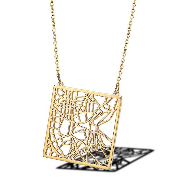 1 collar con mapa de España, colgante gráfico con recorte de la ciudad de Madrid, collar de acero inoxidable, accesorios de ropa para mujer, regalo personalizado para amantes d