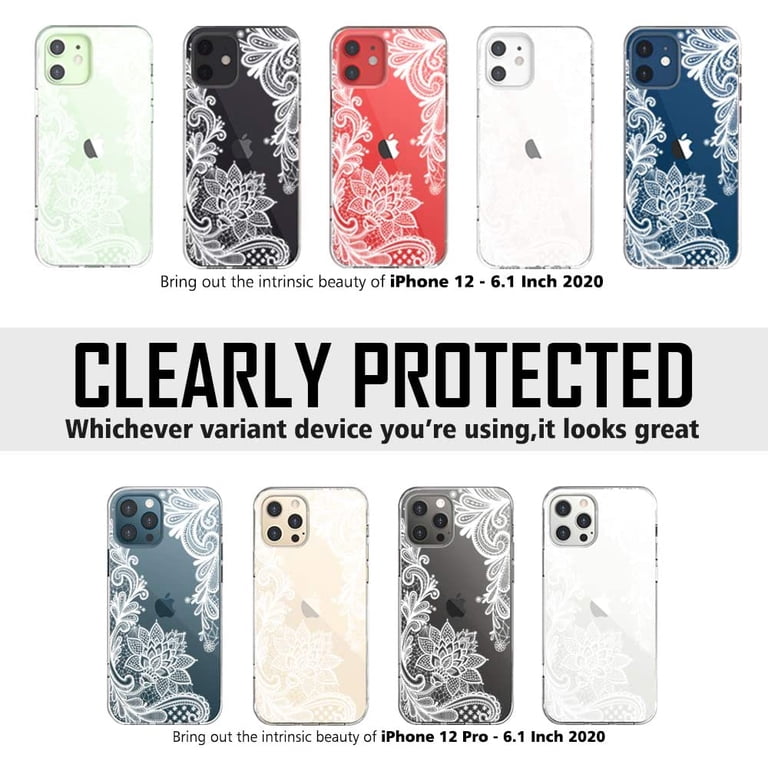 Wihytec White Hibiscus Phone Case For IPhone 12/iPhone 12 PRO - Clear, Shockproof, Reinforced Four Corner Case With Hibiscus Flower Pattern