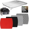 thumbnail image 1 of Air Fryer Rack and Reusable Liners For Ninja Foodi Grill 5-in-1 AG301 4qt, Airfryer Accessories, Replacement for Parchment Paper, Heat Resistant Mats and Stainless Steel Cooking Rack by INFRAOVENS, 1 of 6