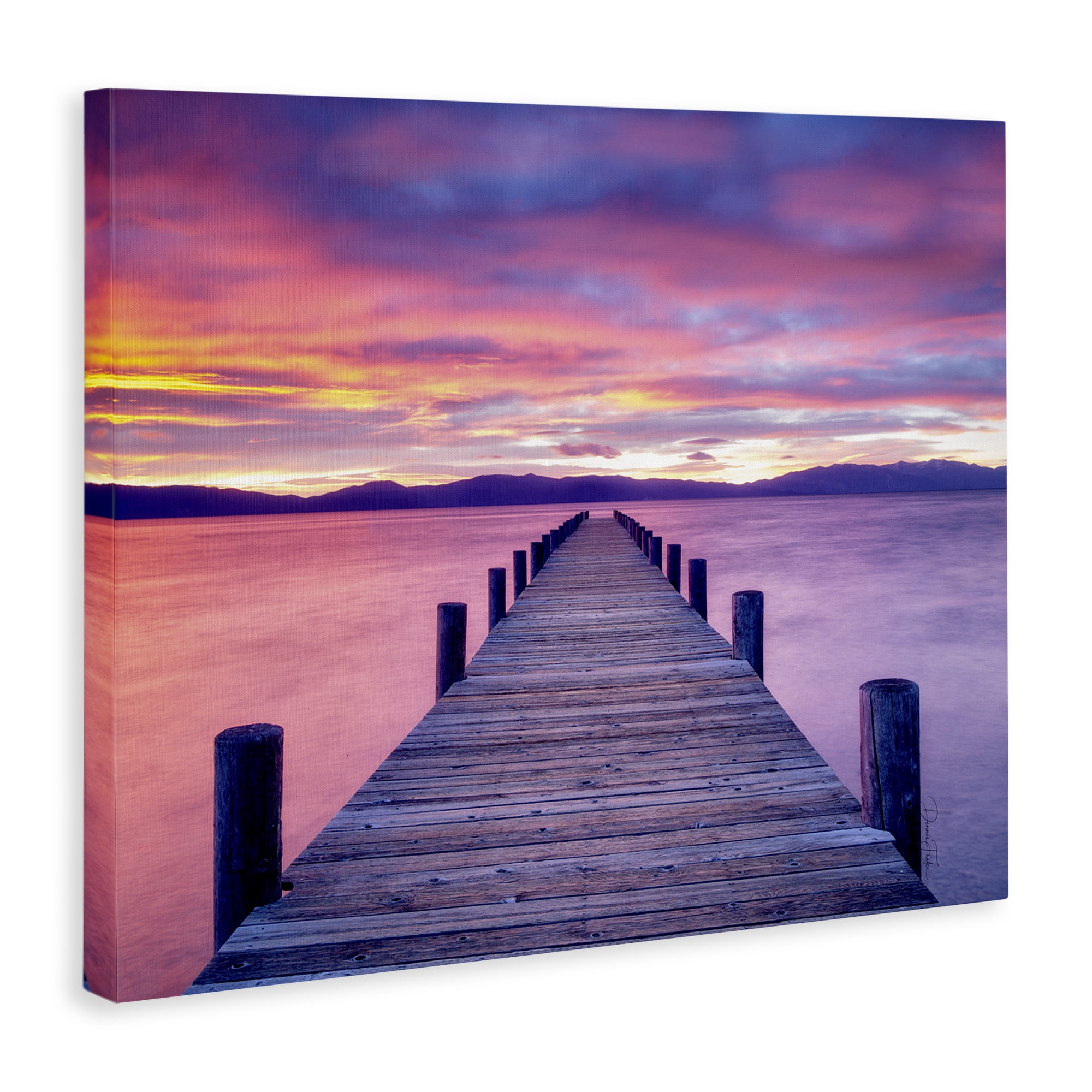 Stupell Industries Purple Sunset Dock Landscape Photography Gallery Wrapped Canvas Art Print Wall Art, 40 x 30