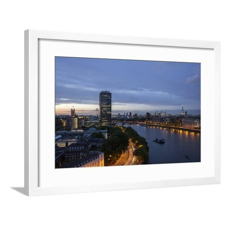 Tilt Shift Lens Effect Image of the River Thames from the Top of Riverwalk House, London, England Framed Print Wall Art By Alex